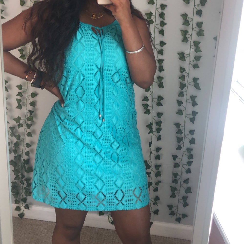 Aqua Tie Front Dress